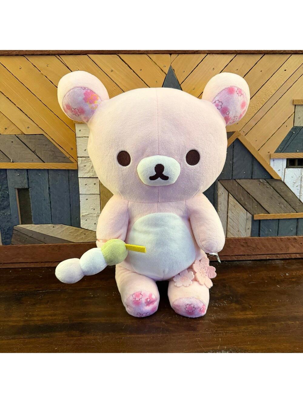 Authentic San-X Rilakkuma 15” Cherry Blossom Sakura Pink Plush with Dango